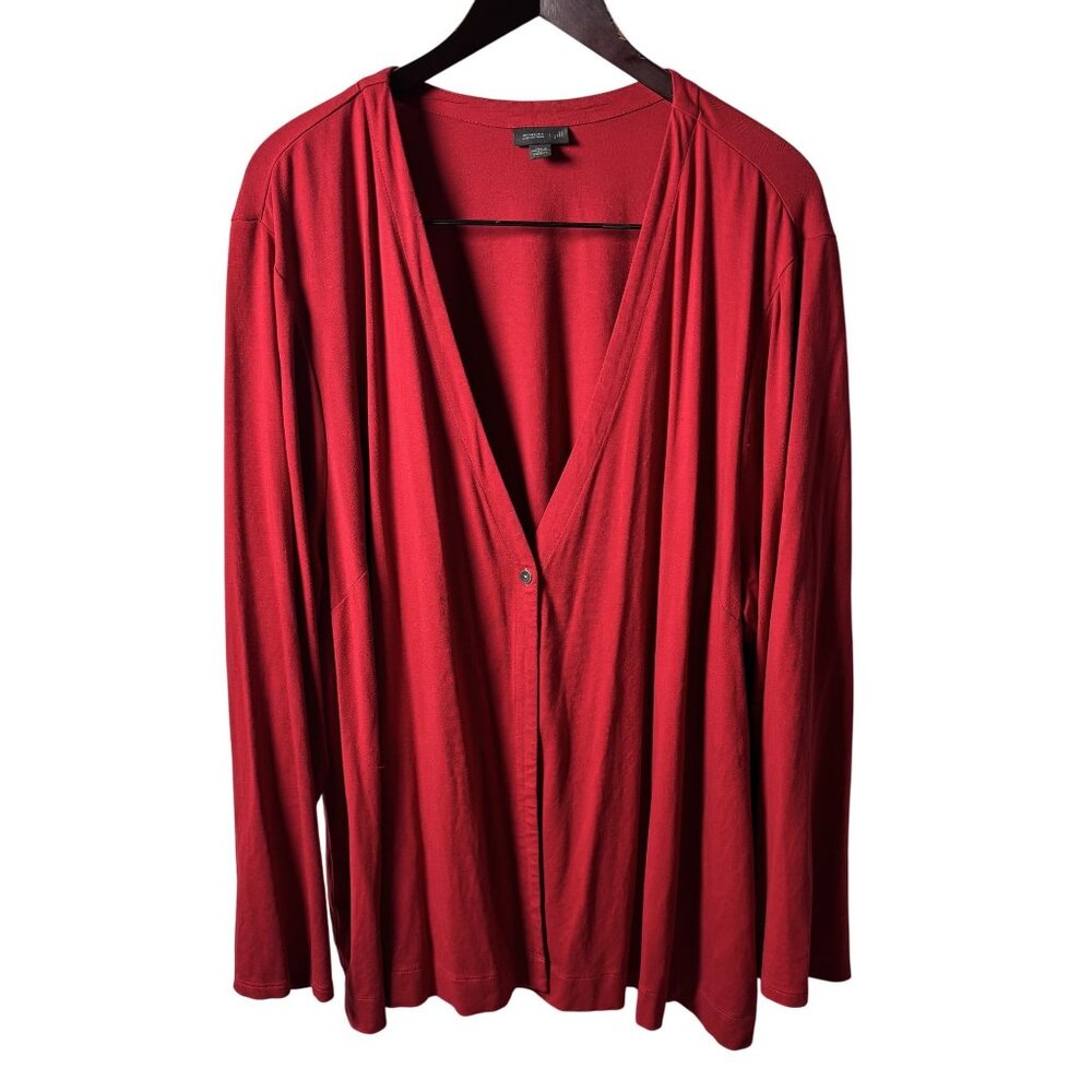 J. Jill Wearever Collection Womens 4X Red Long Sleeve Cardigan